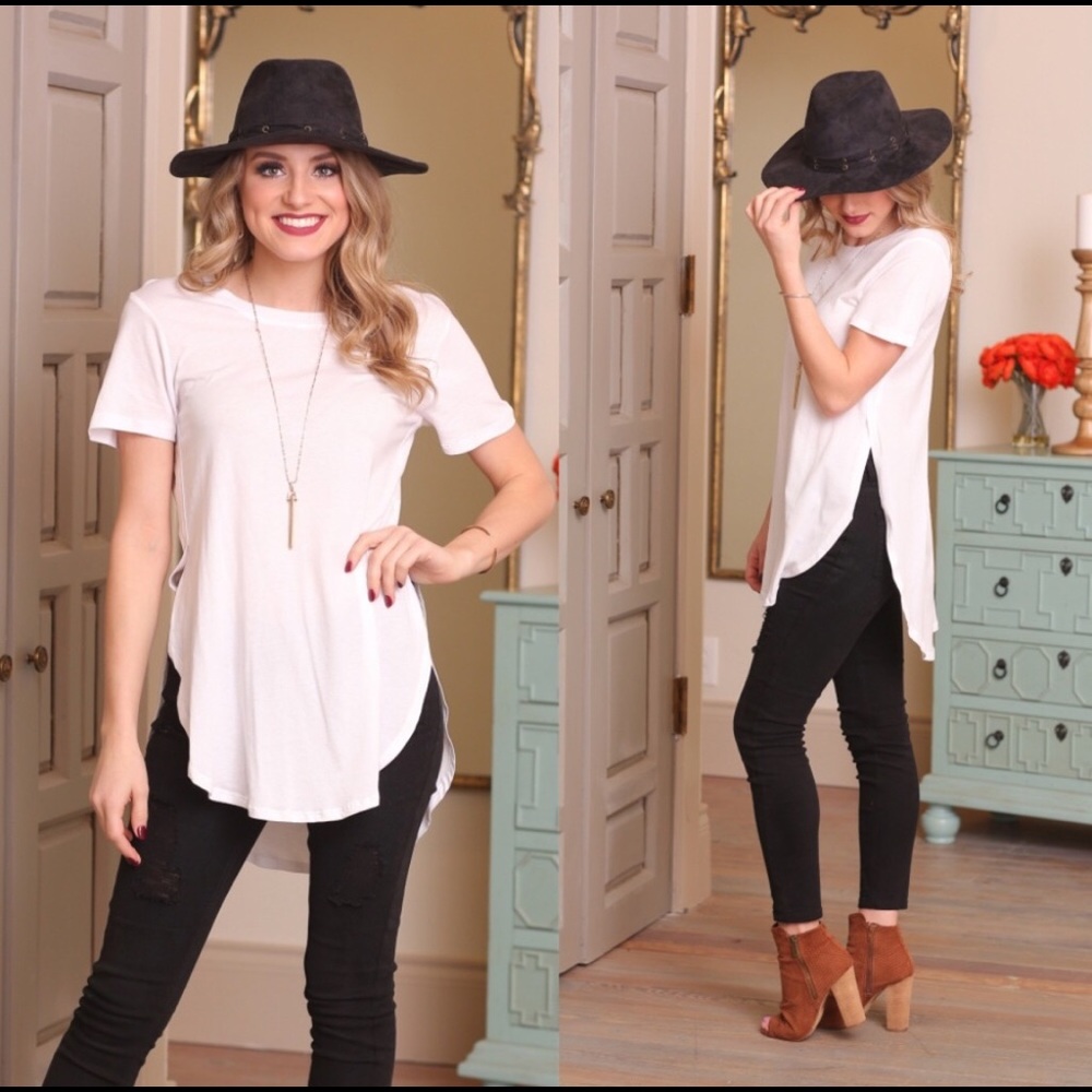White side slit tunic